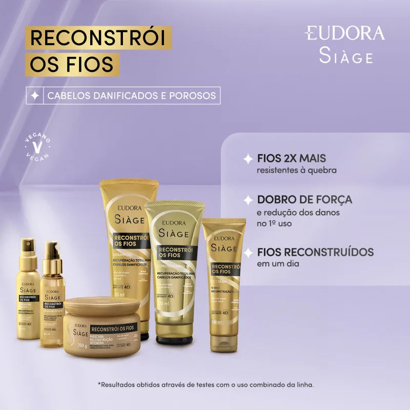 Combo Siàge Reconstrói os Fios: Shampoo 250ml + Máscara 250g + Condicionador 200ml