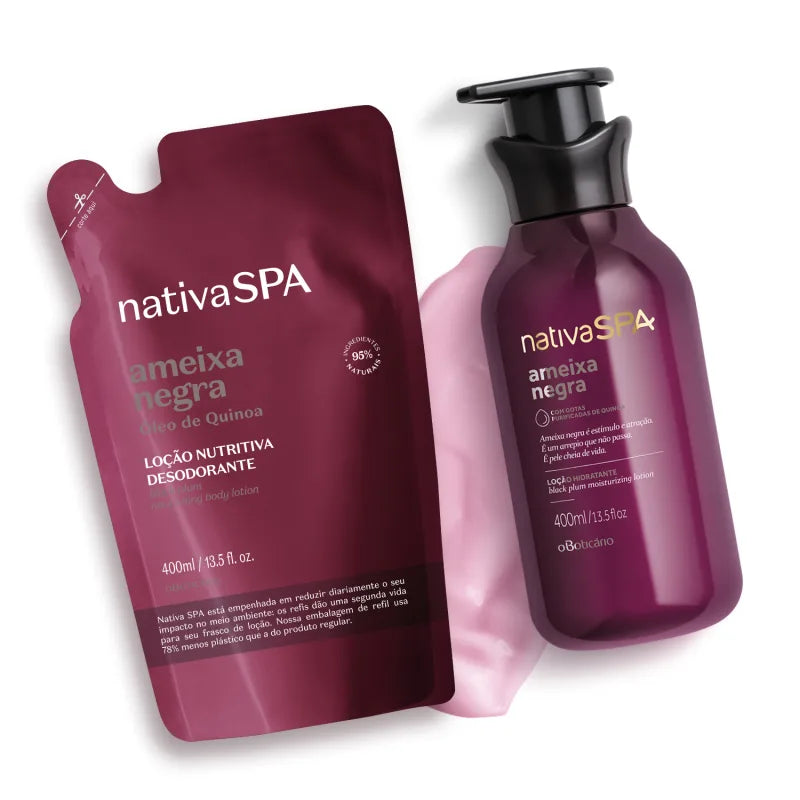 Combo Nativa Spa Ameixa Negra: Loção Hidratante Desodorante 400ml + Refil 400ml