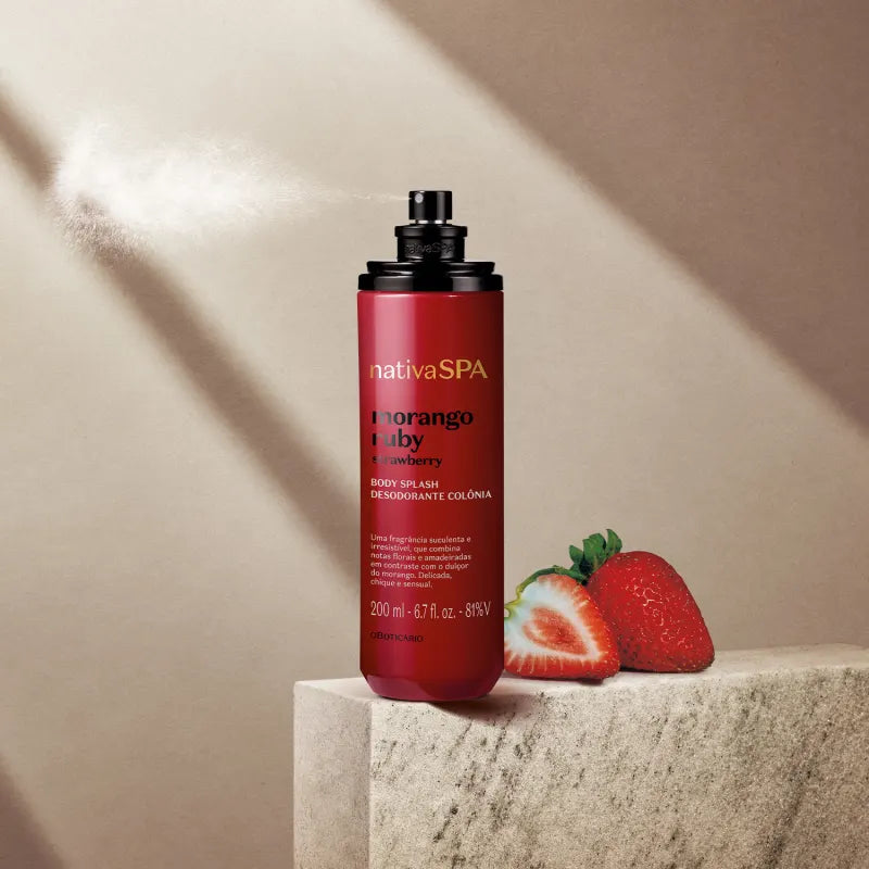 Body Splash Desodorante Colônia Nativa SPA Morango Ruby 200ml