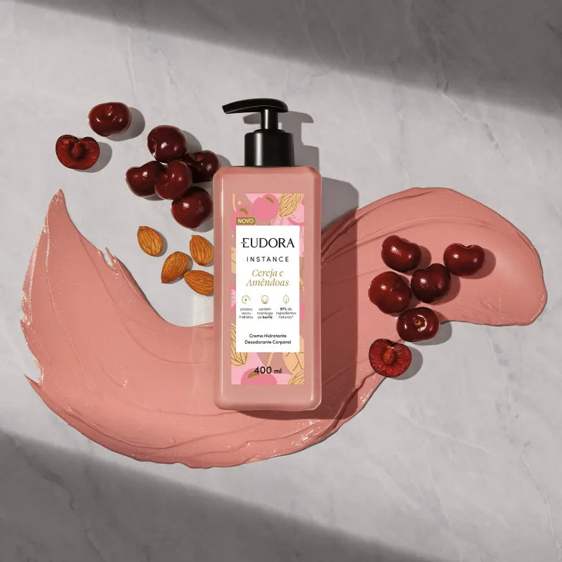Eudora Instance Cereja e Amêndoas - Creme Hidratante Desodorante Corporal 400ml
