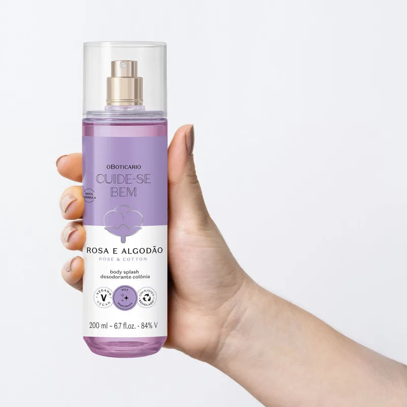 Body Splash Desodorante Colônia Cuide-se Bem Rosa e Algodão 200ml