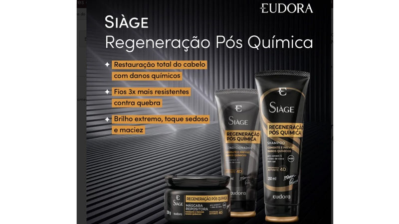 Combo Siàge Regeneração Pós Química: Shampoo 250ml + Condicionador 200ml