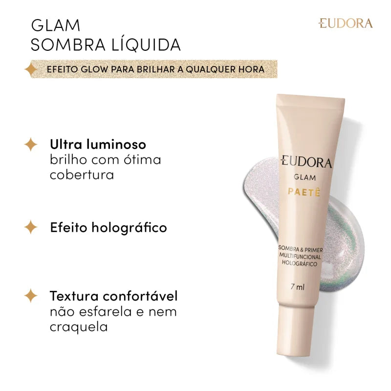 Sombra & Primer Multifuncional Holográfico Glam Paetê 7ml