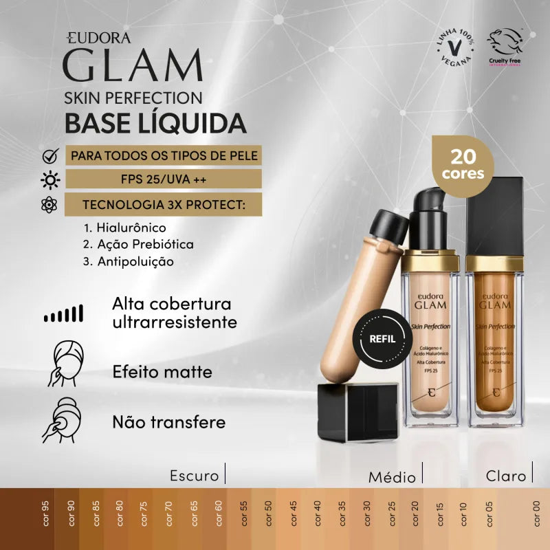 Base Líquida Glam Skin Perfection Cor 10 30ml